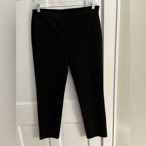 St. John Caviar Black Cigarette Ankle Pants Size 12 Side Zip Closure Wool Blend